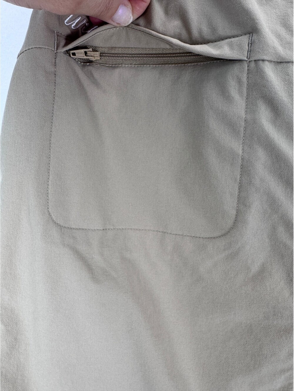 Khaki Hiking Skort Women’s XS High Rise Stretch Utility Travel Zip Pockets - Picture 3 of 8